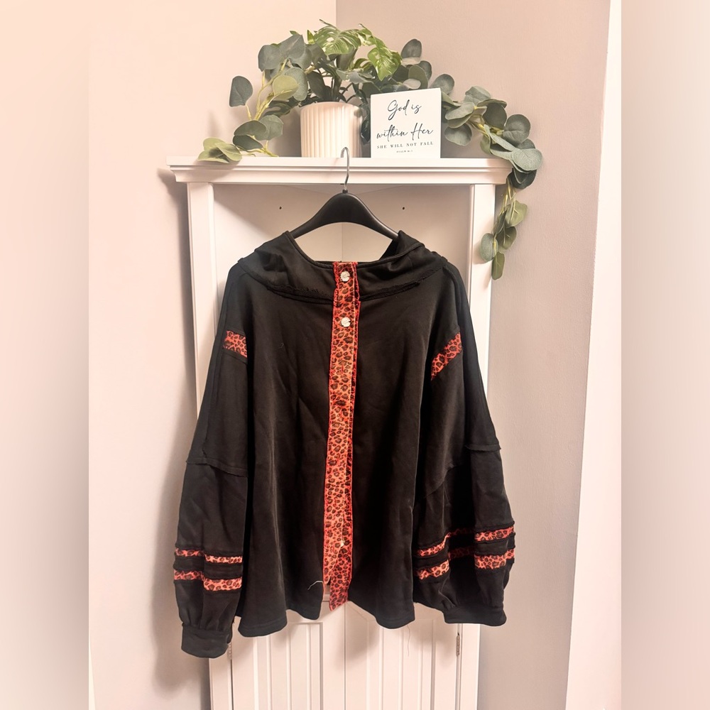 POL Black Bomber Jacket with Red Accents